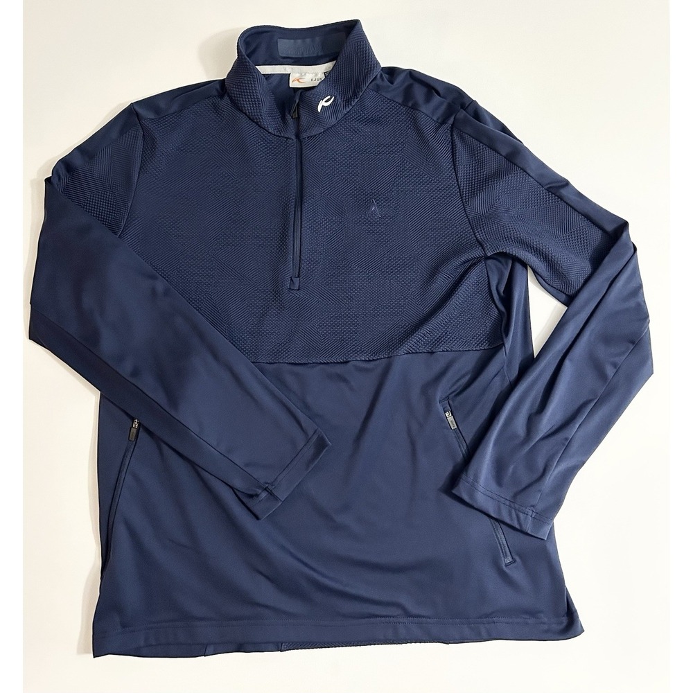 KJUS Men's Performance Quarter Zip Golf Pullover Navy‎ Blue Release Model Large